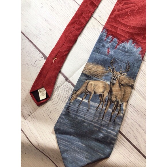 Vintage Field & Stream Deer River Men’s Silk Neck Tie - Picture 3 of 11